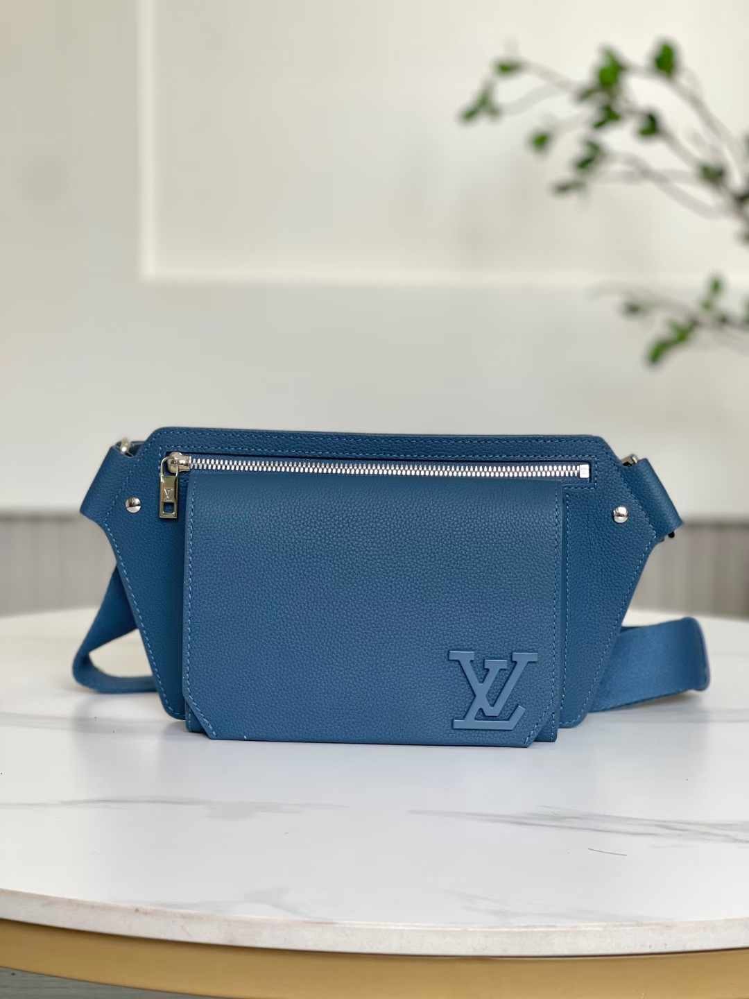 Louis Vuitton Take Off Sling Bag LV Aerogram Blue Calfskin